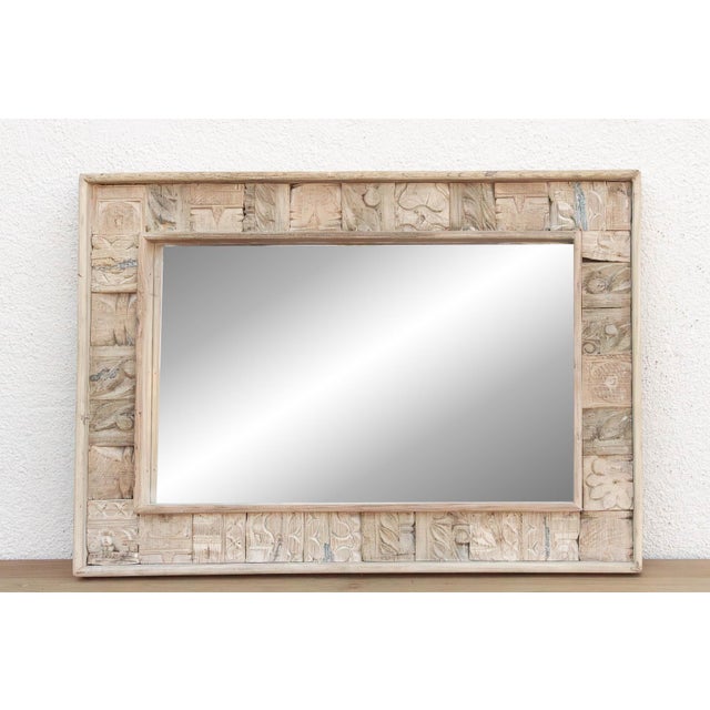 Glass Rust Modern Farmhouse Carved Mirror For Sale - Image 7 of 8