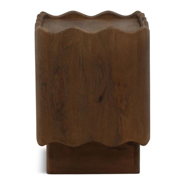 Modern Wave Edge Carved Nightstand For Sale - Image 4 of 7
