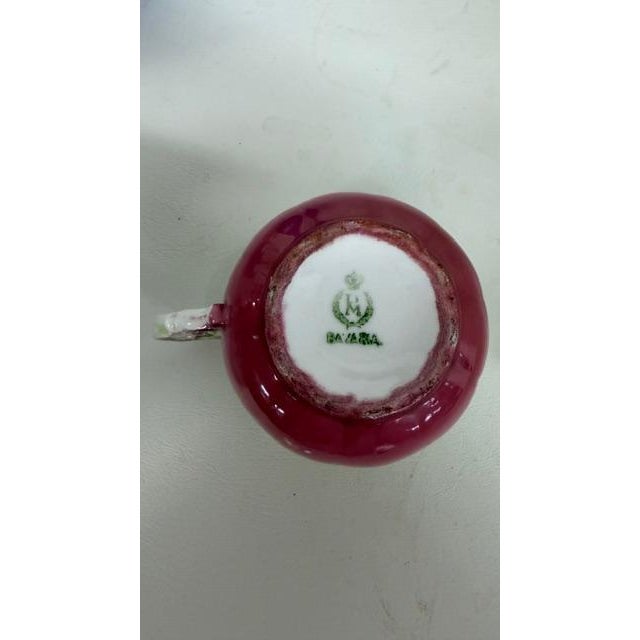 Ceramic Early 19th Century Pm Bavarian Porcelain Floral Purple Green Mustache Mug Cup 4557b For Sale - Image 7 of 16