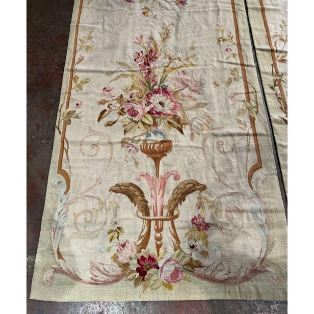 Pair of 19th Century French Aubusson Handwoven Floral Portiere Panels For Sale - Image 4 of 12