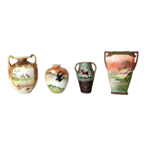Four Fine Quality "Nippon" Vases (Moriage); Meiji Dynasty, Japan. Circa 1910.