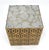 Decorative Brass Pattern Shaped Cube Base Side Table w/ Smoke Mirrored Top MINT