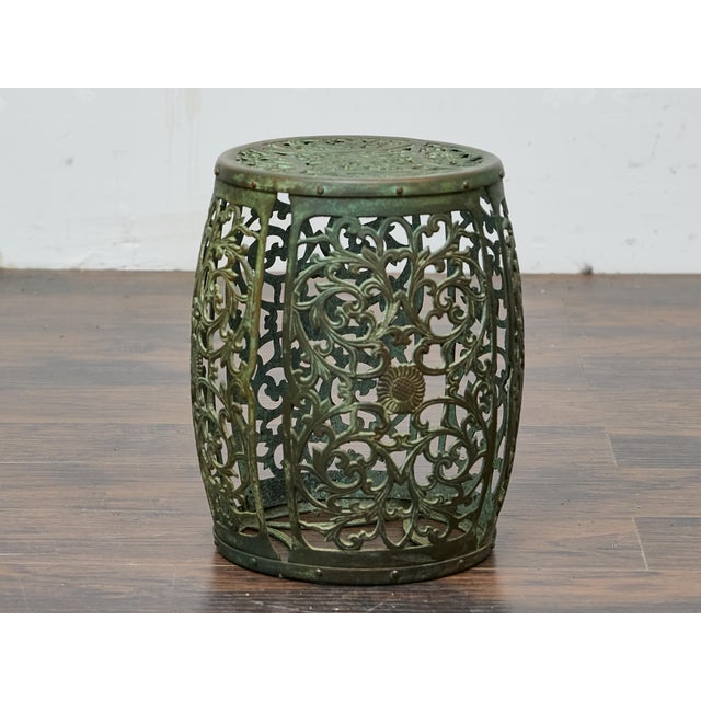 Midcentury Bronze Garden Seat with Openwork Foliate Design For Sale - Image 4 of 10