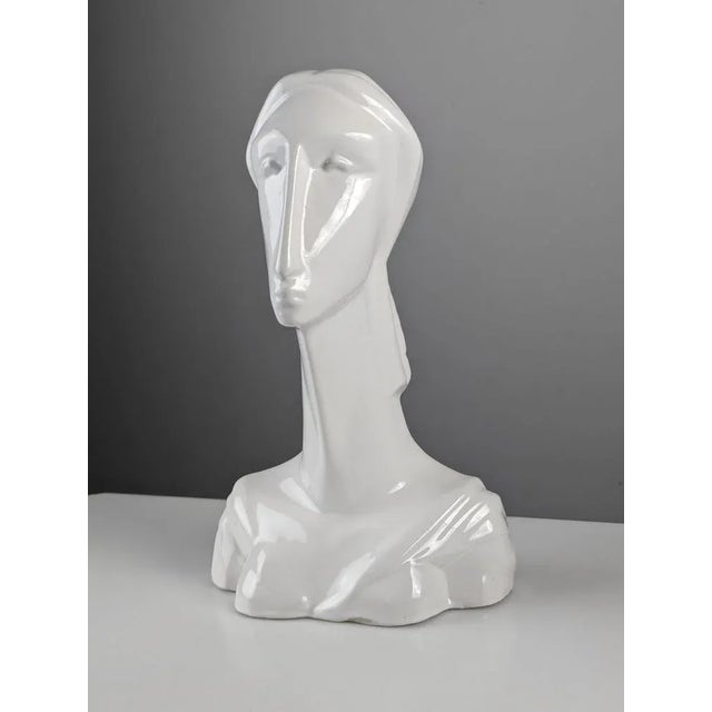 Art Deco Style Sculpture Bust in Ceramic, 1980s For Sale - Image 11 of 11