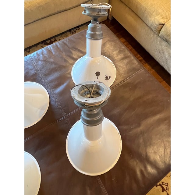 Stonco Vintage 1940s Metal Enamel Industrial Sign Lights For Sale - Image 9 of 10