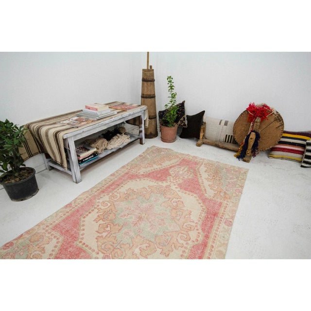 Vintage Washed Out Rug- 4′1″ × 7′3 For Sale In Los Angeles - Image 6 of 7
