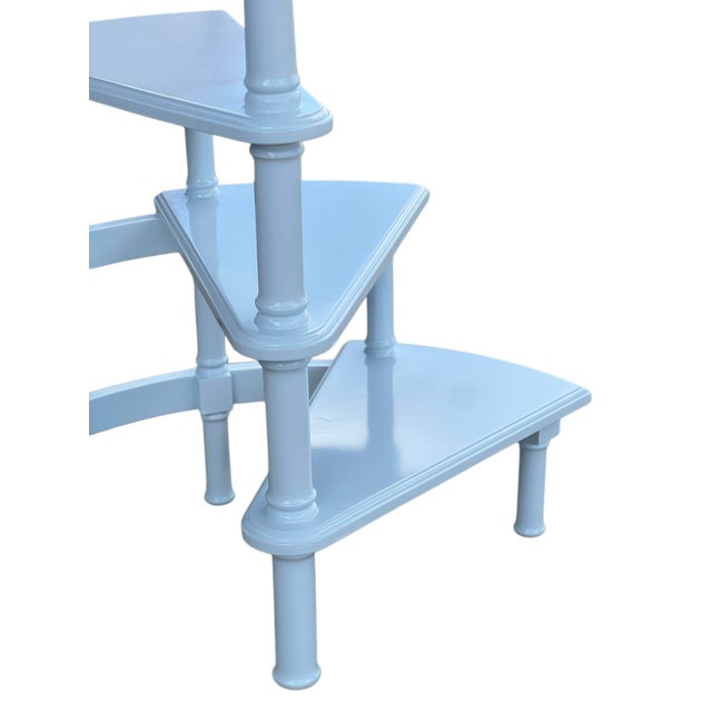 Coastal Lacquered Vintage Faux Bamboo Library Ladder For Sale - Image 3 of 8