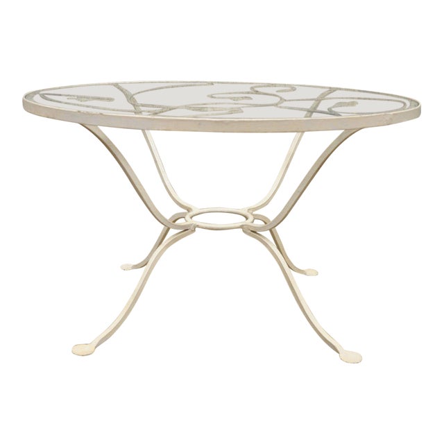 20th Century Art Nouveau Salterini Wrought Iron Round Glass Patio