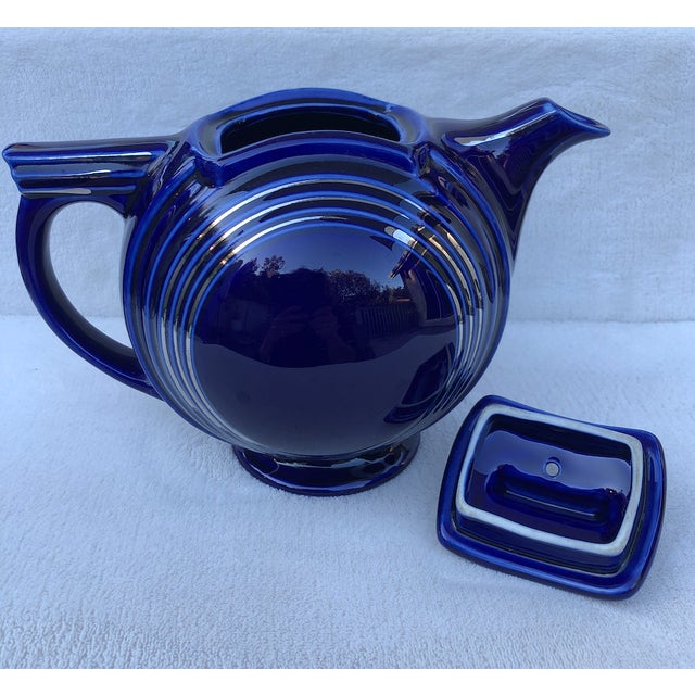 Vintage Hall Cobalt and Silver Teapot - Model 0543p 6 Cup For Sale - Image 4 of 16
