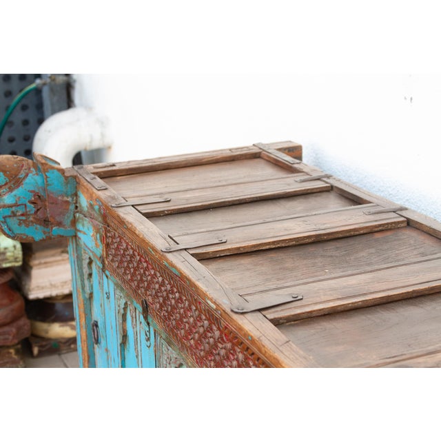 Antique Turquoise Blue Damachiya Cabinet For Sale - Image 9 of 18