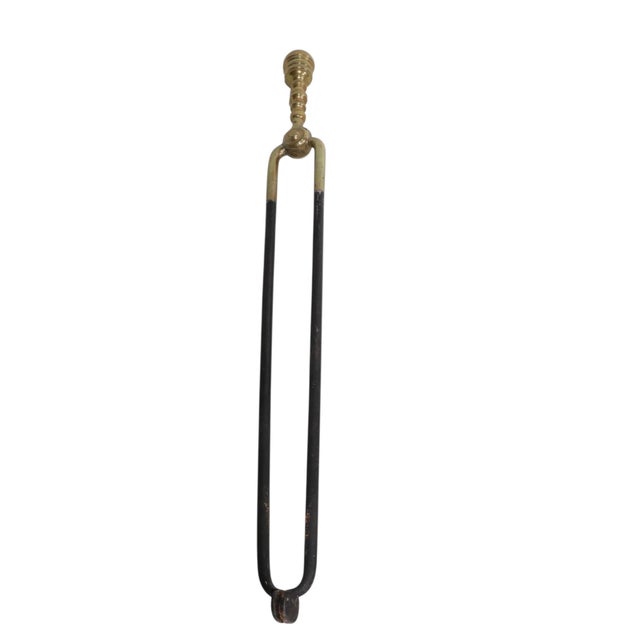 American Antique Brass and Iron Fireplace Tongs For Sale - Image 3 of 8