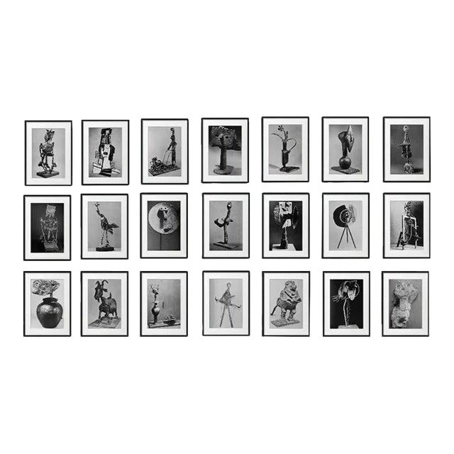'Picasso's Sculptures' Contemporary Black and White Gallery Wall of Photographs, Framed - Set of 21 For Sale