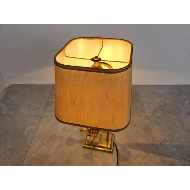 Vintage Brass Flower Table Lamp attributed to Massive, 1970s For Sale - Image 9 of 12