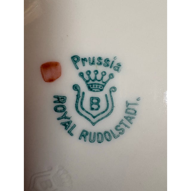 Victorian Antique Royal Rudolstadt Prussia Hand-Painted Apple Cabinet Plate With Blush Ground and Gilt Rim For Sale - Image 3 of 5