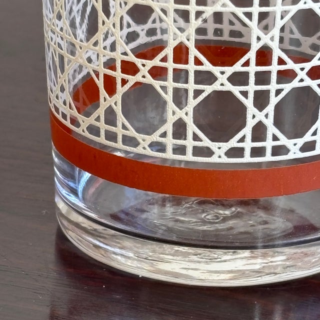 Small Mid-20th Century Woven Cane Pattern Tumblers — Set of 8 For Sale - Image 9 of 17
