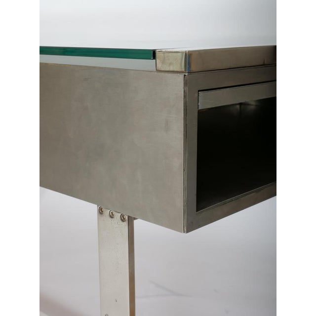 Brushed Steel Desk attributed to Raymond Cohen for Cohray, France, 1970s For Sale - Image 12 of 17
