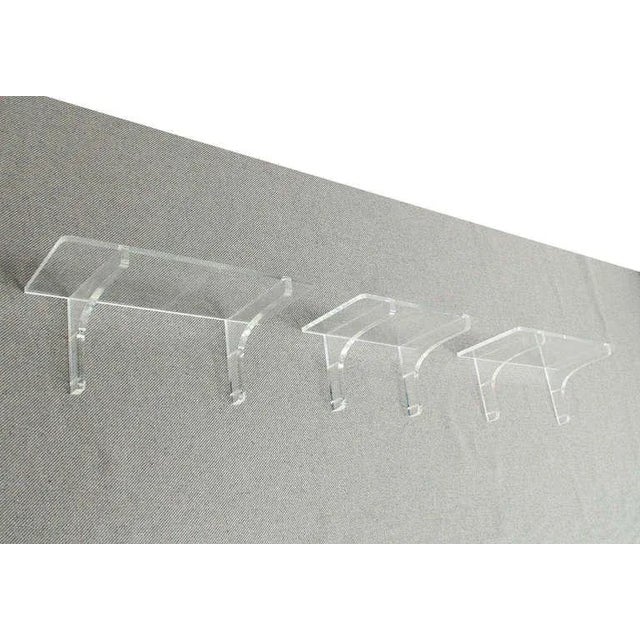 Mid-Century Modern Mid-Century Modern Lucite Hanging Shelves - Set of 3 For Sale - Image 3 of 11