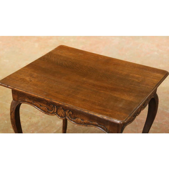 French 19th Century French Louis XV Carved Oak Side Table For Sale - Image 3 of 9