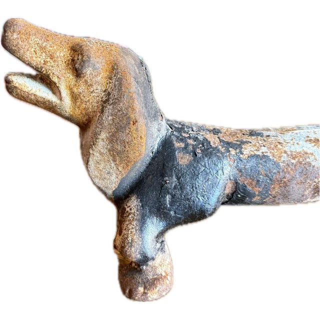 Pair of Antique Cast Iron Dachshund-Shaped Andirons/Fire Irons/Fire Dogs For Sale - Image 12 of 12