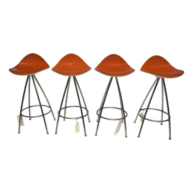 Onda Swivel Kitchen Stools by Jesús Gasca for Stua in Orange - Pair For Sale