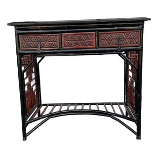Antique Chinese Chippendale Bamboo Desk For Sale
