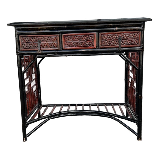 Antique Chinese Chippendale Bamboo Desk For Sale