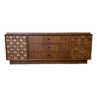 Midcentury Paul Evans Style Brutalist Walnut Dresser Credenza by Tabago For Sale