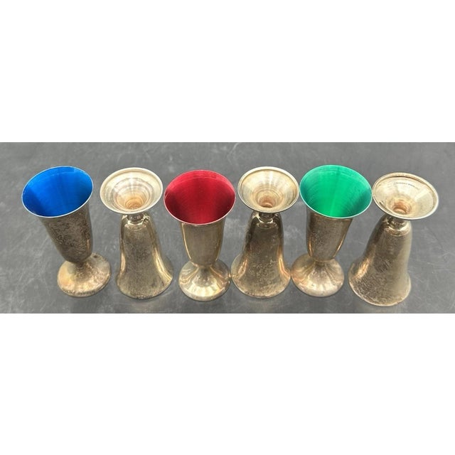 Mid 20th Century Gorhan Sterling Silver 951 Cordial Shot Glasses 124 Grams - Set of 6 For Sale - Image 6 of 17