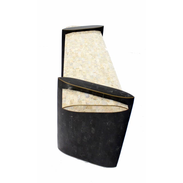 Maitland Smith Mid Century Tessellated Tile Stone Brass Inlay Console Sofa Table For Sale - Image 6 of 8