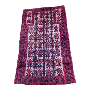1950's Hand-Knotted Afghan Baluch Prayer Rug, 2'75" by 4'5"