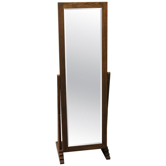 Brown Vintage Cheval Mirror in Oak, 1930 For Sale - Image 8 of 8
