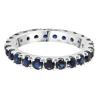 14k Gold Blue Sapphire Eternity Band Ring Size 6 For Sale