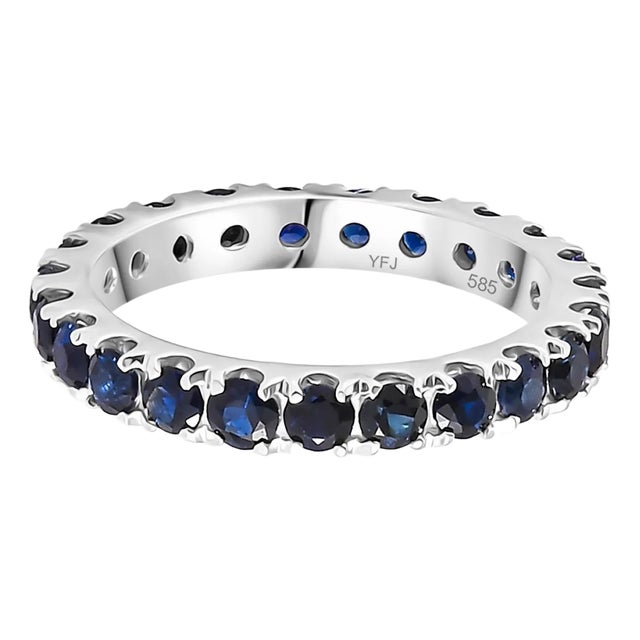 14k Gold Blue Sapphire Eternity Band Ring Size 6 For Sale