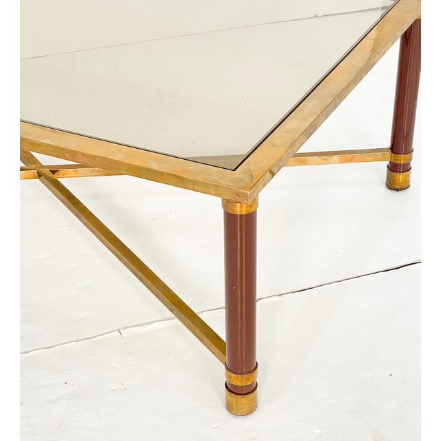 French French Modern Rectangular Cocktail or Coffee Low Table of Brass and Smoked Glass For Sale - Image 3 of 11