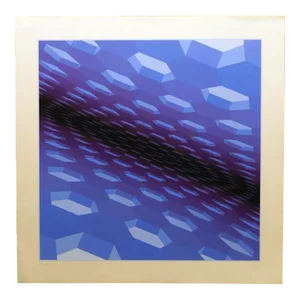 1990s Yvaral Blue Velvet Purple Hand Signed Serigraph