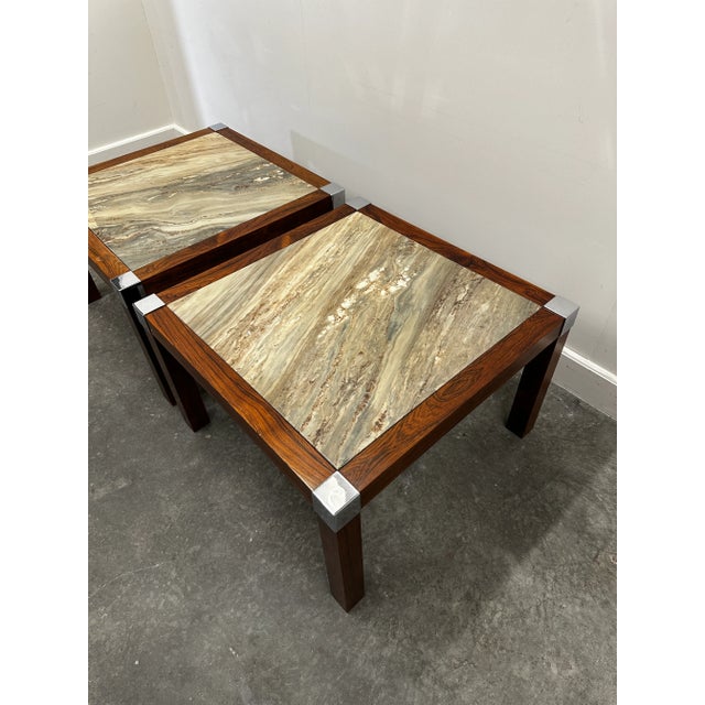 Vintage Coffee Table in Marble and Palisander, 1970s For Sale - Image 9 of 15