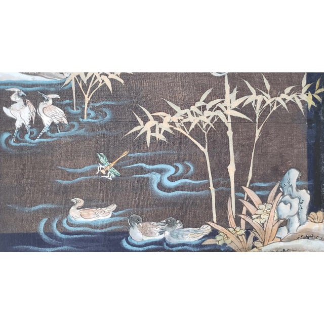 Japanese Antique Japanese Art on Linen Over Board For Sale - Image 3 of 5
