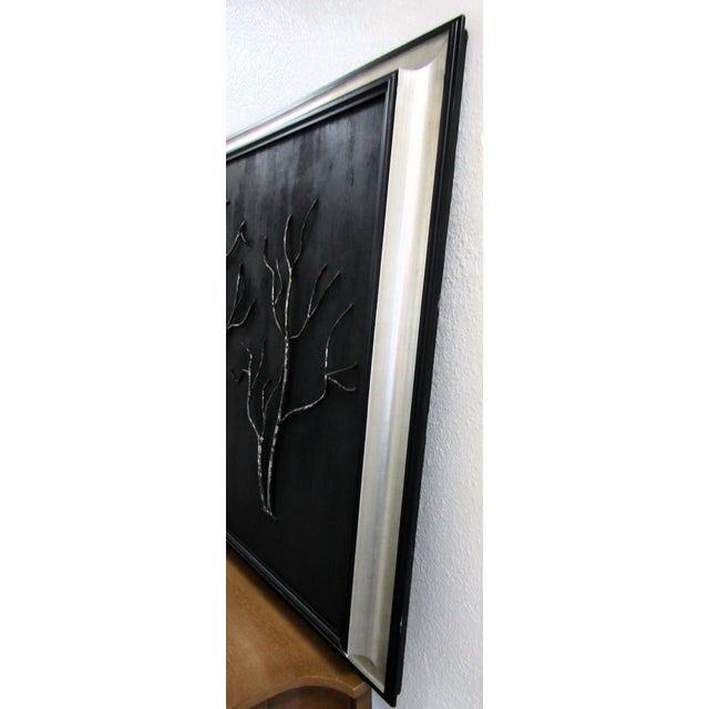 Large Vintage John-Richard Brutalist Metal Tree Sculpture Framed Wall Art For Sale In Miami - Image 6 of 11