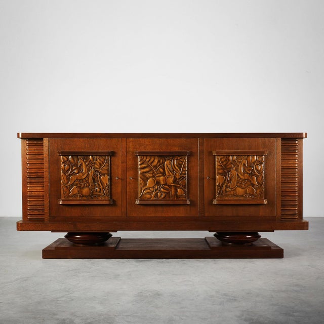 Art Deco French Oak Sideboard from Jacques Klein, 1925 For Sale - Image 16 of 16