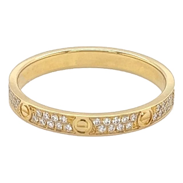 Cartier Love Diamond Mini Model Band Ring - Size 7 For Sale