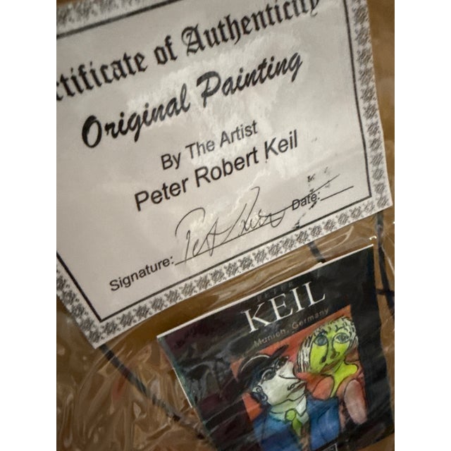 Paper 1970s Peter Keil Early Palma Cubist Portrait Painting For Sale - Image 7 of 7