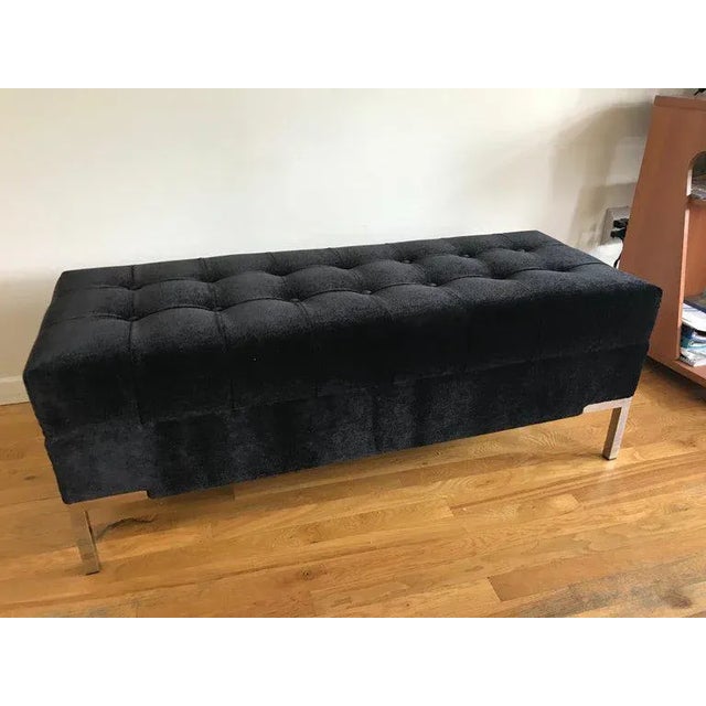 Mid-Century Modern Modern Mid Century Style Mohair Bench For Sale - Image 3 of 9