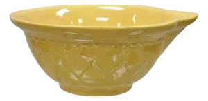Mid 20th Century American Provincial Country Primitive Yellow Pottery Ceramic Wash Basin Bowl