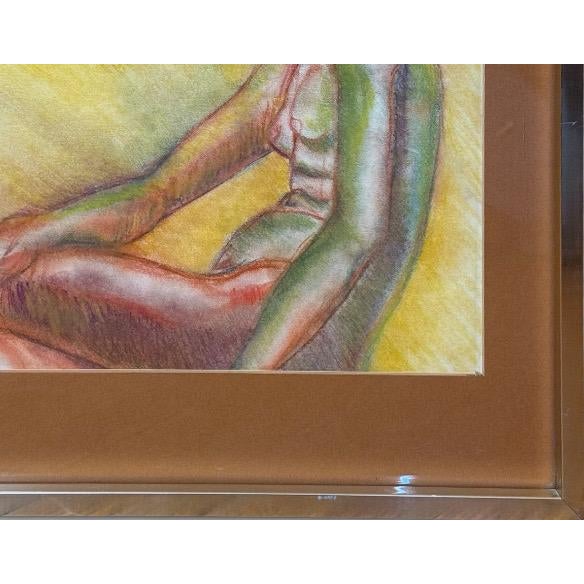 1990s Original Andi Pepper Expressive Nude Figure Study Drawing Vibrant Mid Century Modern Style For Sale - Image 10 of 11