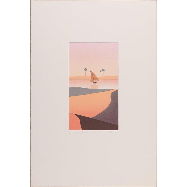 Yan Nascimbene, Pink Landscape, Lithograph For Sale - Image 4 of 4