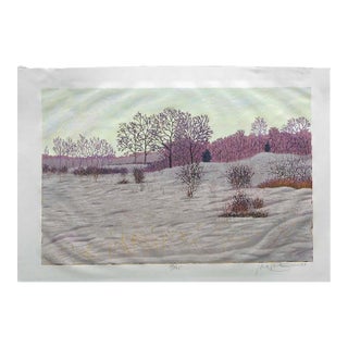 Gordon Mortensen "A Gold January" Limited Edition Reduction Woodcut Hand Signed For Sale