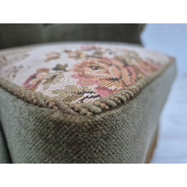 Vintage Danish Highback Chair in Furniture Velour For Sale - Image 18 of 18