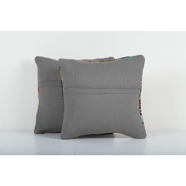 Striped Turkish Kilim Pillow Cover - a Pair For Sale - Image 4 of 4