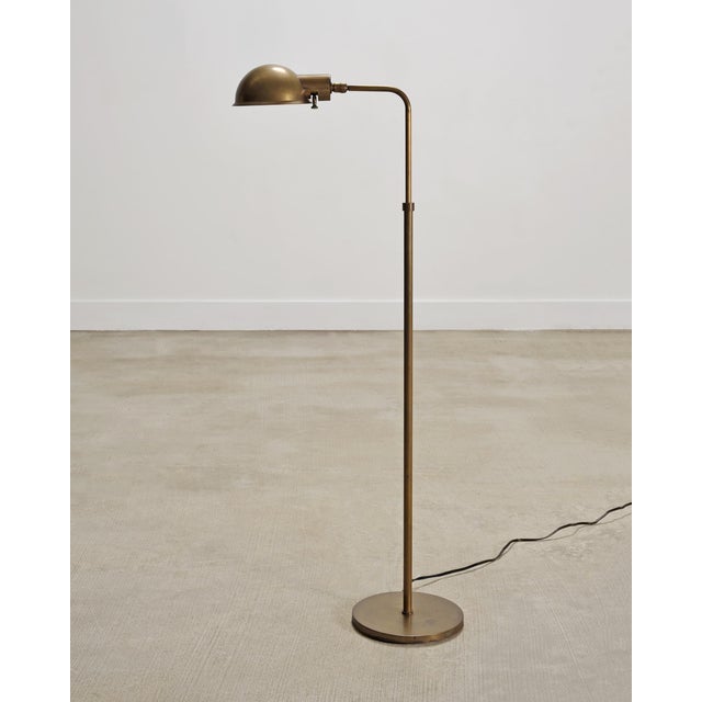 Art Deco Style Patinated Brass Adjustable Pharmacy Floor Lamp For Sale - Image 11 of 15