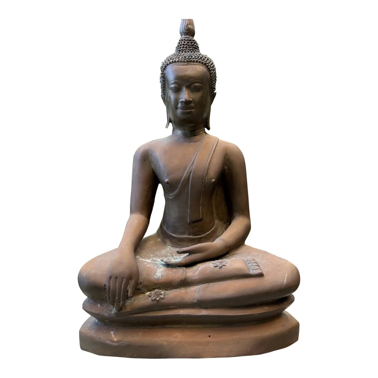 Antique Bronze Meditating Uthong Style Buddha Statue - Ayutthaya ...